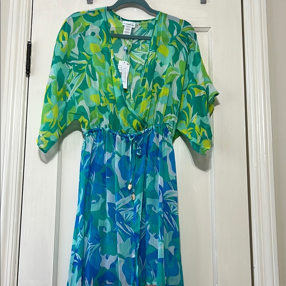 Bleu Rod Beattie Green and Blue Swim Coverup